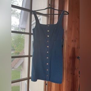 NWT Lulus Corra Denim Button-Front Mini Dress Medium Wash Size Small